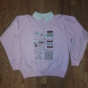 Grandmother Strawberry Sweatshirt XL Berry Special Vintage Folk Art Applique